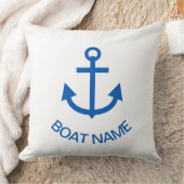 Anchor Blue Personalized Your Boat Name クッション (ブランケット)