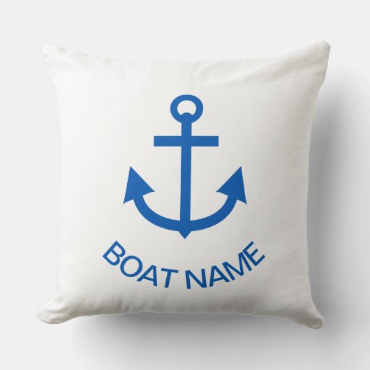 Anchor Blue Personalized Your Boat Name クッション (正面)