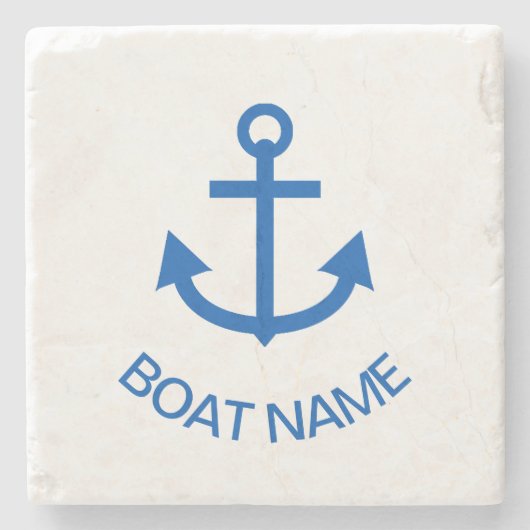 Anchor Blue Personalized Your Boat Name ストーンコースター (正面)