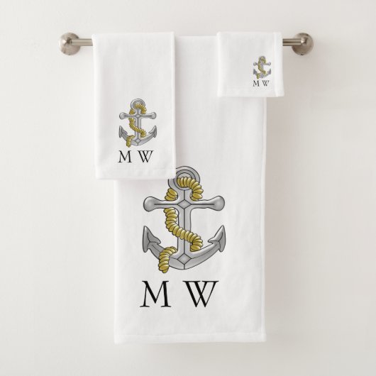 Anchor Design Monogrammed バスタオルセット (インサイチュ)