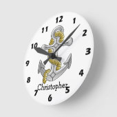 Anchor Design Personalised ラウンド壁時計 (傾斜)