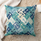 anchor herringbone blue クッション (ブランケット)