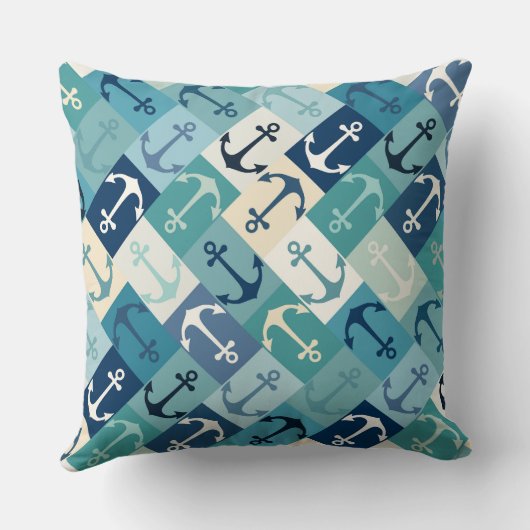 anchor herringbone blue クッション (裏面)