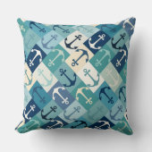 anchor herringbone blue クッション (正面)
