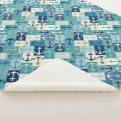 anchor herringbone blue シェルパブランケット (3/4)