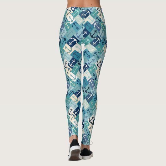 anchor herringbone blue レギンス (裏面)