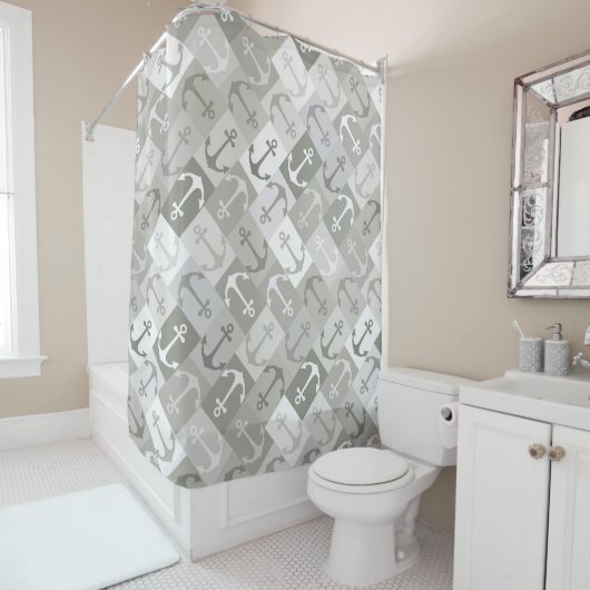 anchor herringbone mono シャワーカーテン (インサイチュ)