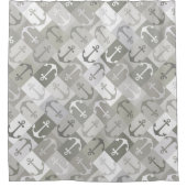 anchor herringbone mono シャワーカーテン (正面)