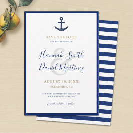Anchor Nautical Navy Blue Wedding Save the Date セーブザデート