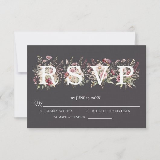 Anchor Spring Floral Wedding RSVP card (正面)