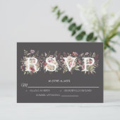 Anchor Spring Floral Wedding RSVP card (スタンド正面)