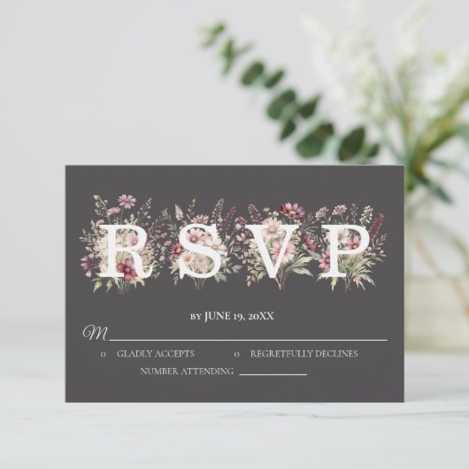 Anchor Spring Floral Wedding RSVP card (スタンド正面)