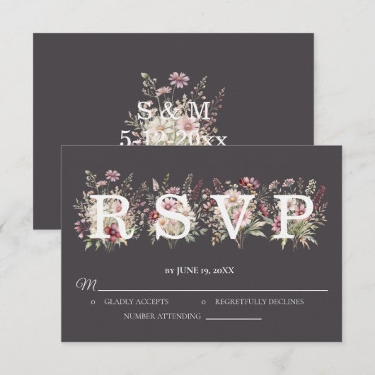 Anchor Spring Floral Wedding RSVP card (正面/裏面)