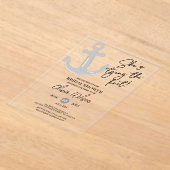 Anchor Tying the Knot Nautical Bridal Shower  アクリル招待状 (レイダウン)
