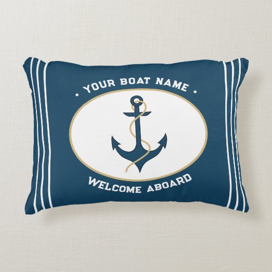 Anchor Welcome Aboard Custom Pillow アクセントクッション (正面)