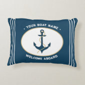 Anchor Welcome Aboard Custom Pillow アクセントクッション (裏面)