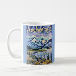 Anchorage Alaska Landscape Van Gogh Vintage Travel コーヒーマグカップ