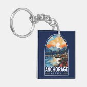 Anchorage Alaska Travel Art Emblem キーホルダー (正面左)