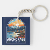 Anchorage Alaska Travel Art Emblem キーホルダー (裏面)