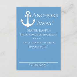 Anchors Away Sailboats Blue Diaper Raffle Baby エンクロージャーカード