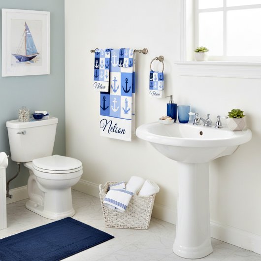 Anchors personalized bath towel set バスタオルセット
