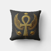 Ancient Ankh Power Divine Gold Black Decor クッション (正面)