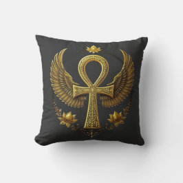 Ancient Ankh Power Divine Gold Black Decor クッション