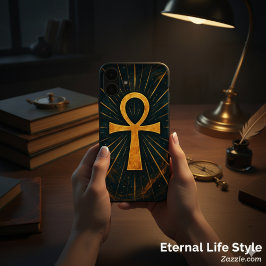 Ancient Ankh Sacred Mystique Gold Radiance iPhone 16 Plusケース