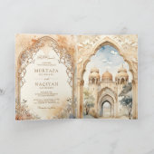 Ancient Arabian Palace Arch QR Code Muslim Wedding 招待状 (内部)