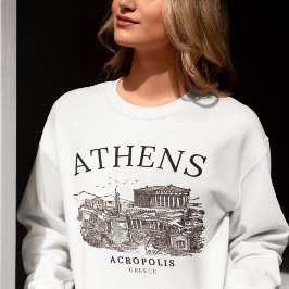 Ancient Athens Acropolis Retro View スウェットシャツ