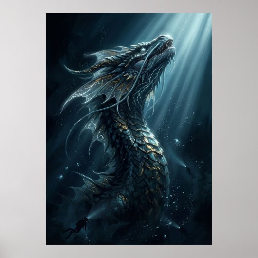 Ancient Bioluminescent Sea Dragon - Mythical Deep  ポスター (正面)