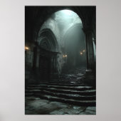 Ancient Cathedral Stairway Mist Light ポスター (正面)