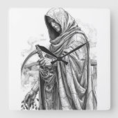 Ancient Chronos Marble Statue - Father Time with S スクエア壁時計 (正面)