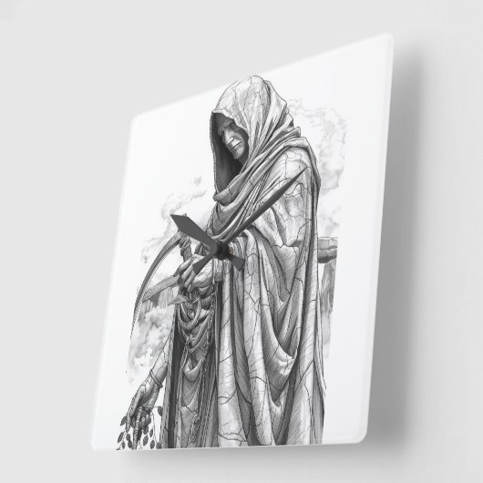 Ancient Chronos Marble Statue - Father Time with S スクエア壁時計 (傾斜)