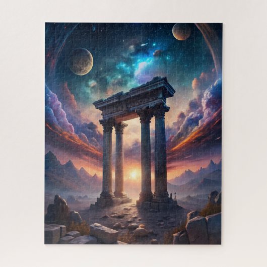 Ancient Cosmic Temple – Fantasy Galaxy Ruins  ジグソーパズル (縦)