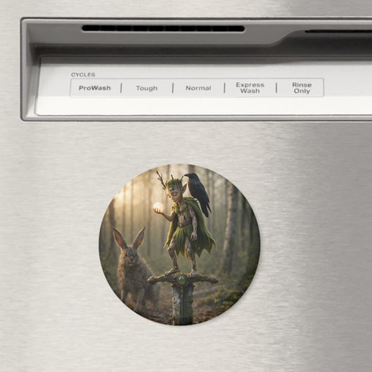 Ancient Druid Bard Fae Pixie with Pearl マグネット (インサイチュ (食洗機))