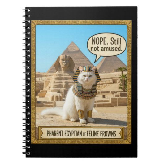 Ancient Egypt Funny Royal Pharaoh White Cat  ノートブック (正面)