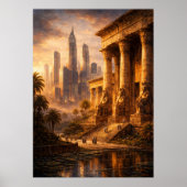 Ancient Egypt Future Skyline Art ポスター (正面)