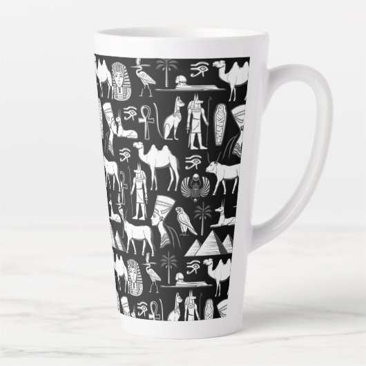Ancient Egypt Hieroglyphic Symbol Pattern      カフェラテマグ (右)
