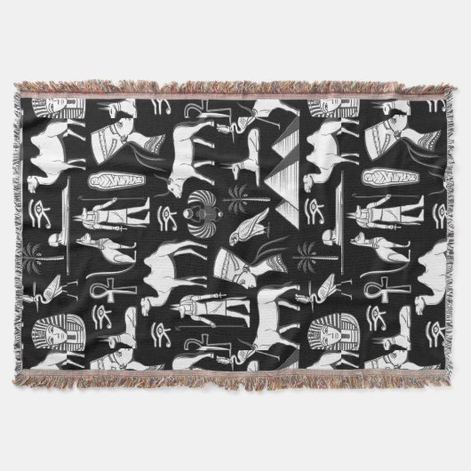 Ancient Egypt Hieroglyphic Symbol Pattern      スローブランケット (正面)