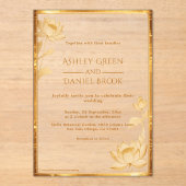Ancient Egypt Luxury Gold Lotus Egyptian Wedding アクリル招待状 (正面)