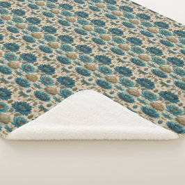 Ancient Egypt Toile de Jouy Green Floral Pattern シェルパブランケット