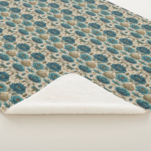 Ancient Egypt Toile de Jouy Green Floral Pattern シェルパブランケット (3/4)