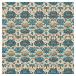 Ancient Egypt Toile de Jouy Green Floral Pattern ファブリック