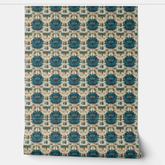 Ancient Egypt Toile de Jouy Green Floral Pattern 壁紙