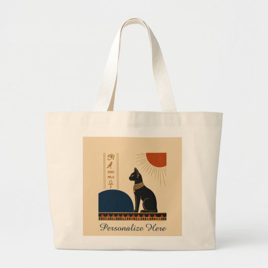 Ancient Egyptian Bastet Cat Elegant Tote Bag ラージトートバッグ (正面)