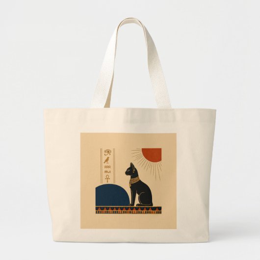 Ancient Egyptian Bastet Cat Elegant Tote Bag ラージトートバッグ (正面)