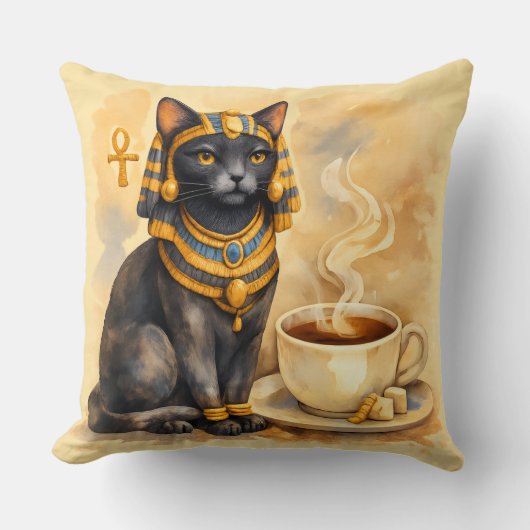 Ancient Egyptian Cat Bastet Inspired Decor クッション (正面)
