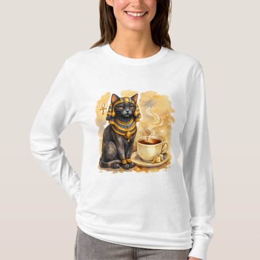 Ancient Egyptian Cat Bastet Mythology Design Tシャツ (正面)