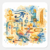 Ancient Egyptian Eye of Horus & Pharaoh symbols スクエアシール (正面)